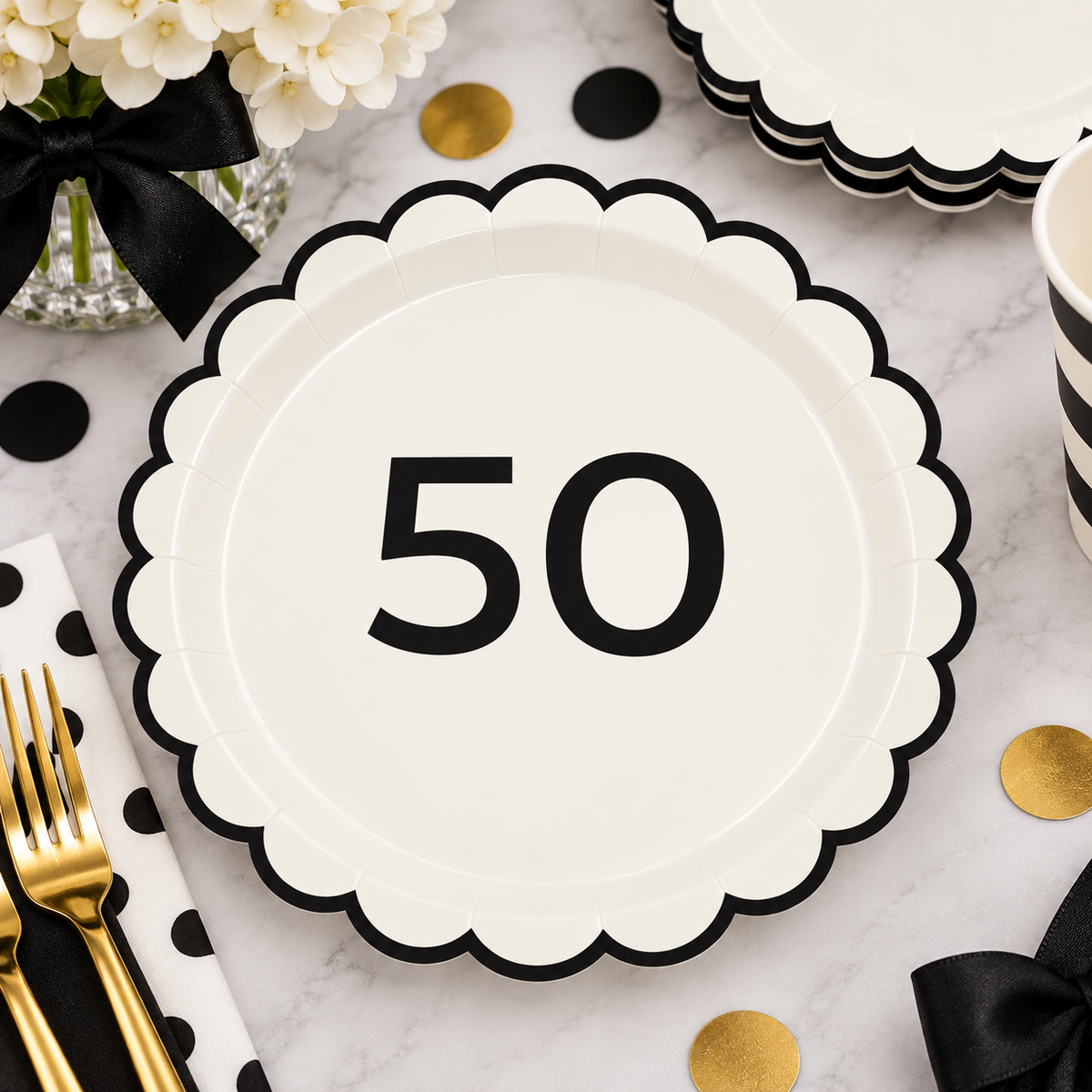 Oui Party Chic 50th Birthday 8 Paper Plates 9in