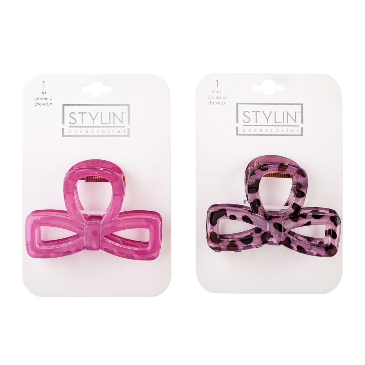2-asst Pink Bow Claw Clip