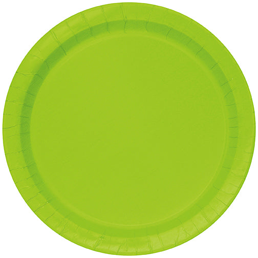 20 assiettes rondes en papier vert néon 7po