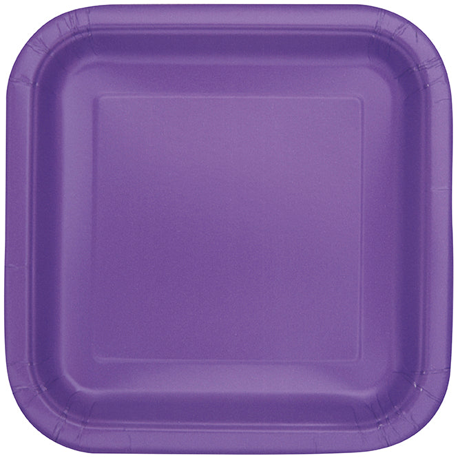 14 assiettes carrées en papier mauve néon 9po