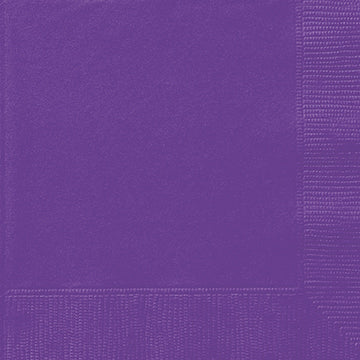 40 serviettes à boissons mauve néon 2 plis, 9,75x9,75po