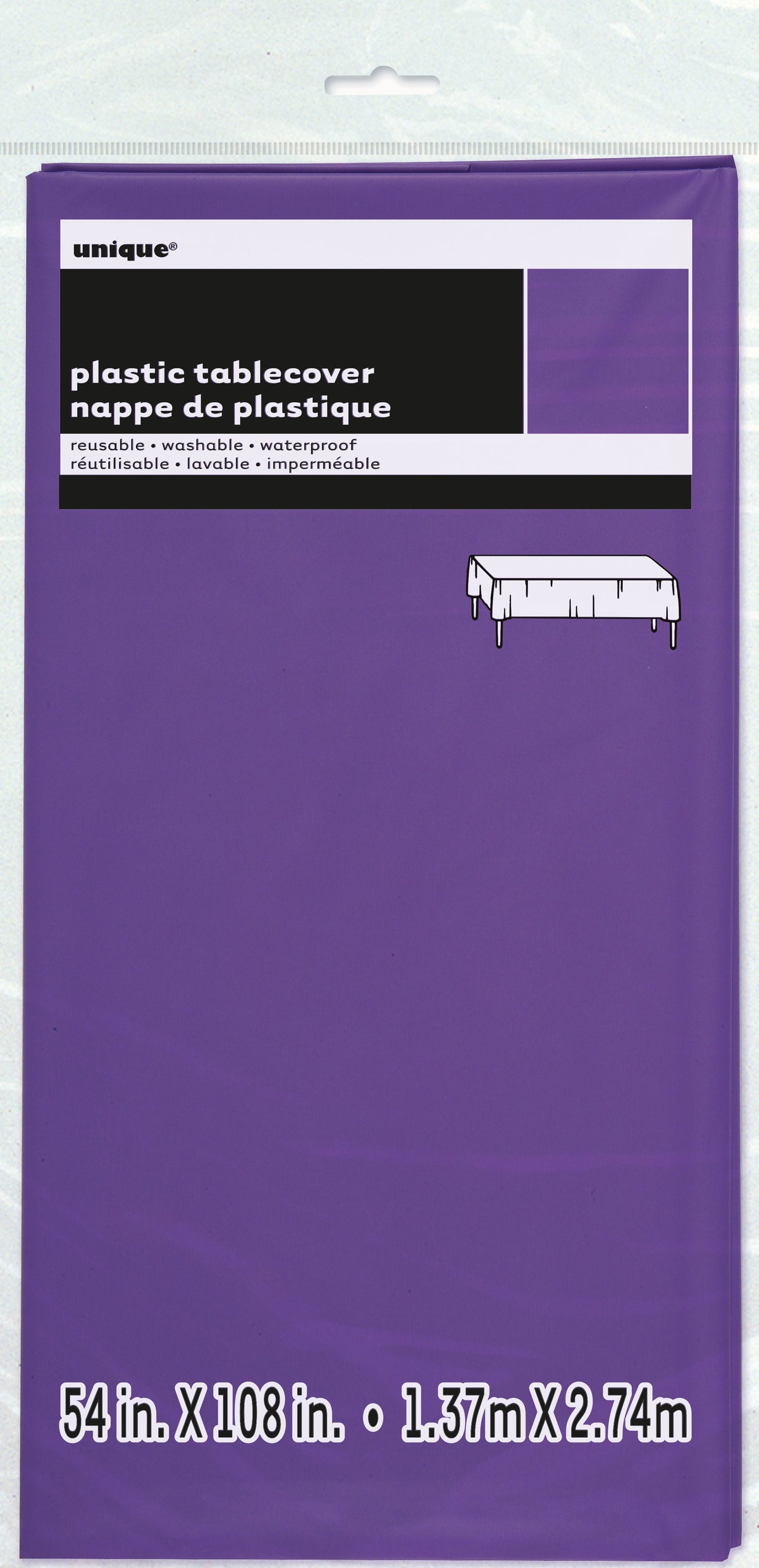 Nappe de plastique unie mauve néon, 54x108po
