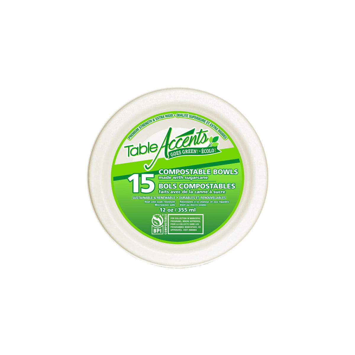 Bols Compostables Table Accents, 12oz, 15 Unites
