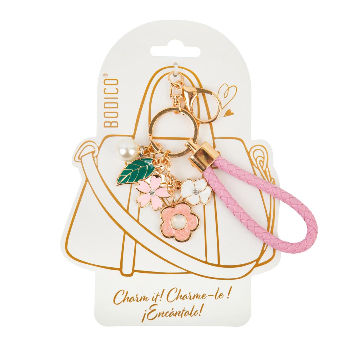 Braided Bag Charm with Flower