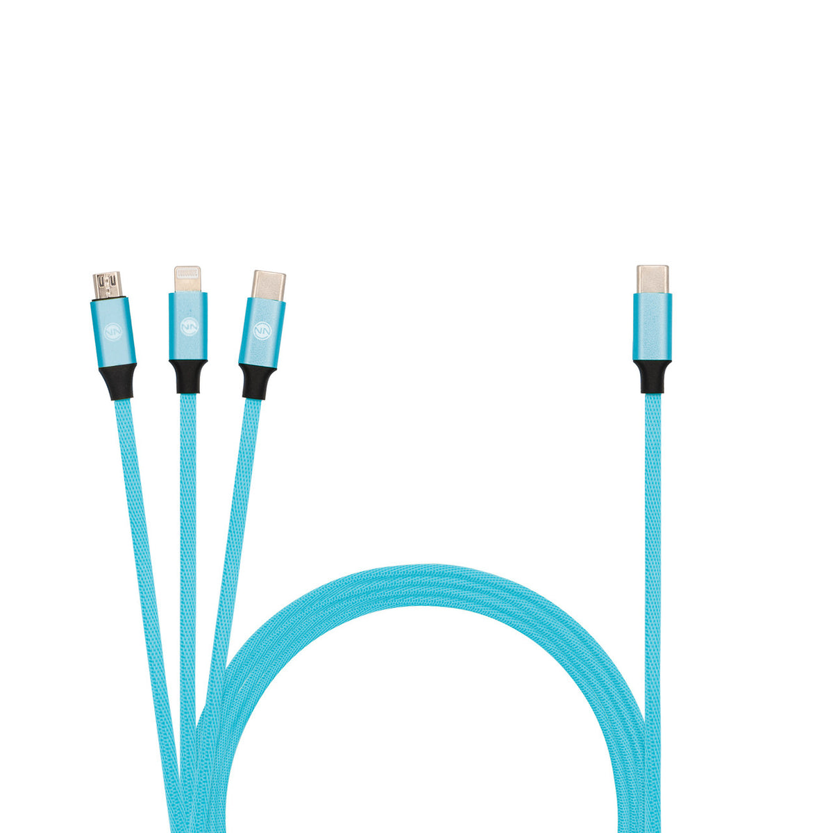 10ft Type-C to 3-in-1 Neon Charging Cable (Assorted Colors)