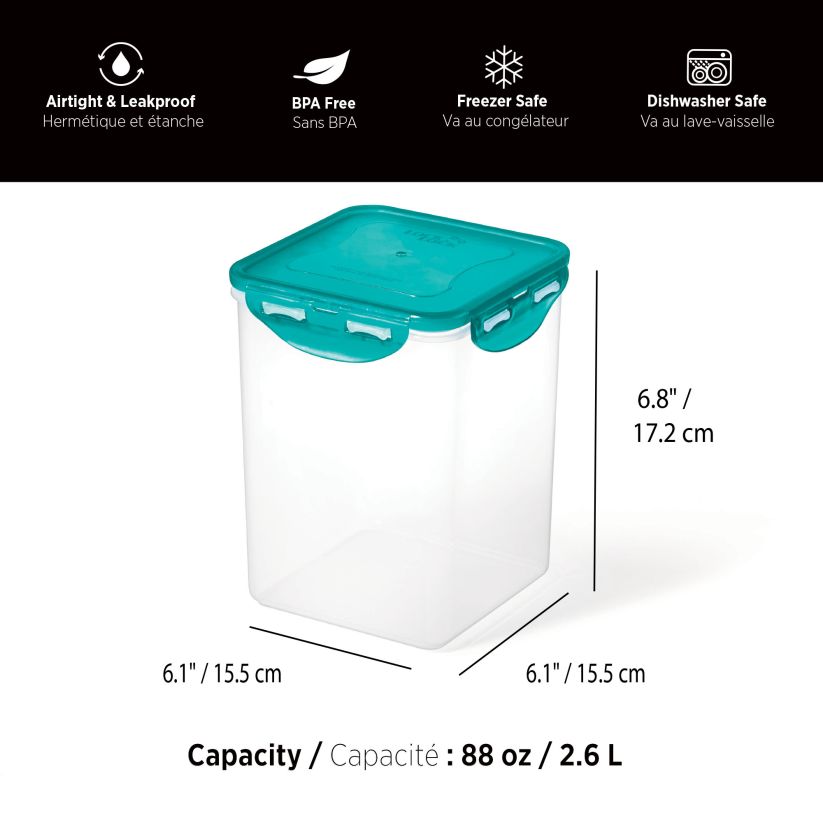 LocknLock Square Container, 88oz/2.6L