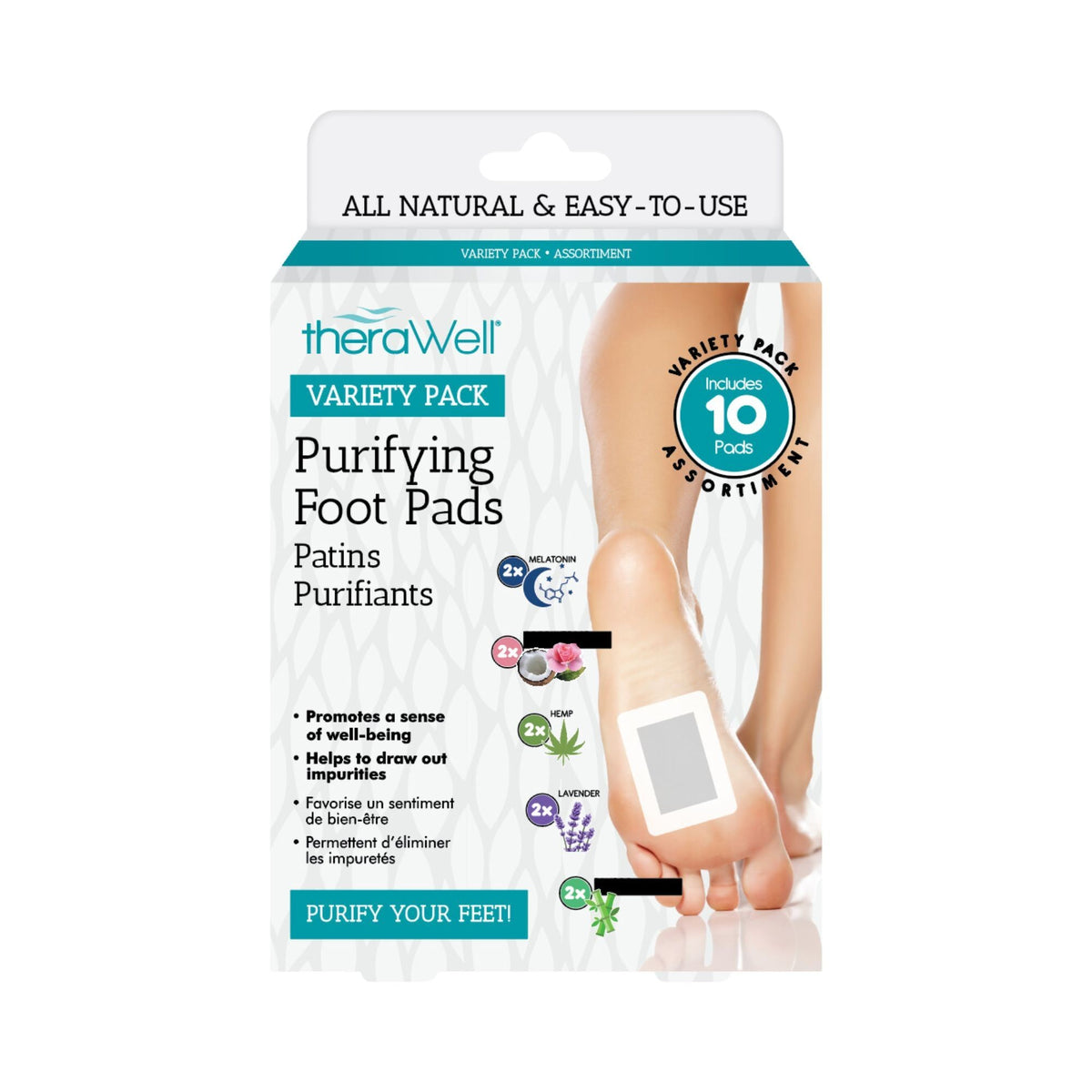 10 coussinets détoxifiants pour les pieds assortis