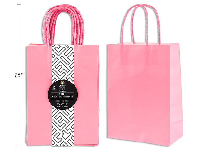 Small Kraft Gift Bag - Light Pink 15x21x8cm
