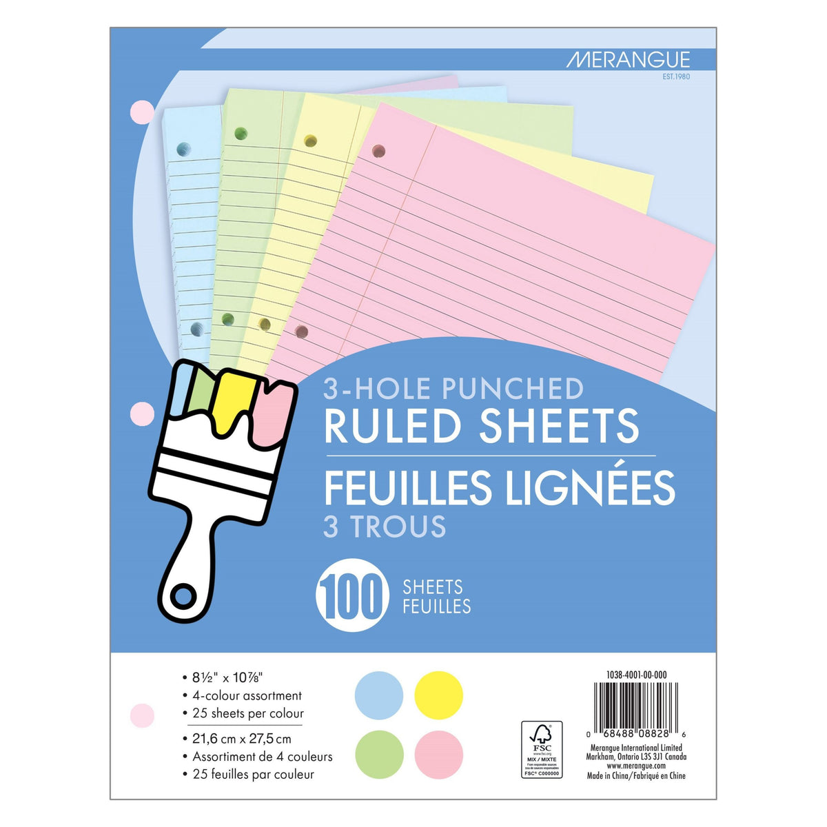 100 Feuilles Lignees Pastel de Recharge