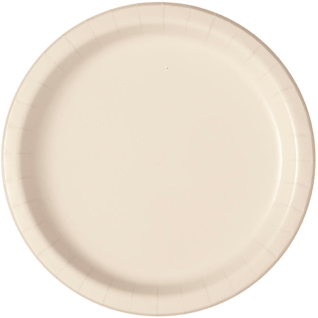 20 assiettes rondes en papier vanille 9po