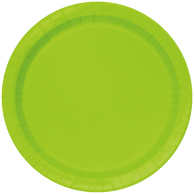 20 assiettes rondes en papier vert néon 9po