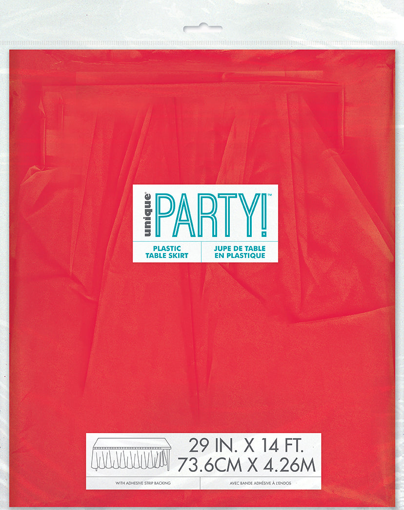 Jupe de table en plastique rouge, 14pi x 29po