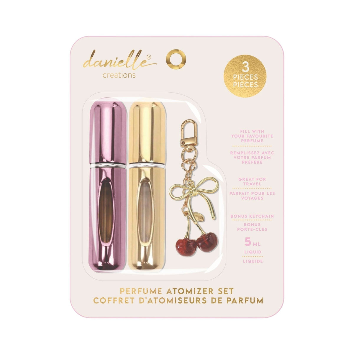 Danielle Creations 2 vaporisateurs de 5 ml de parfum avec breloque