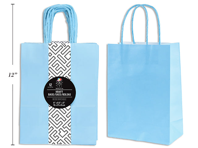 Small Kraft Gift Bag - Light Blue 15x21x8cm