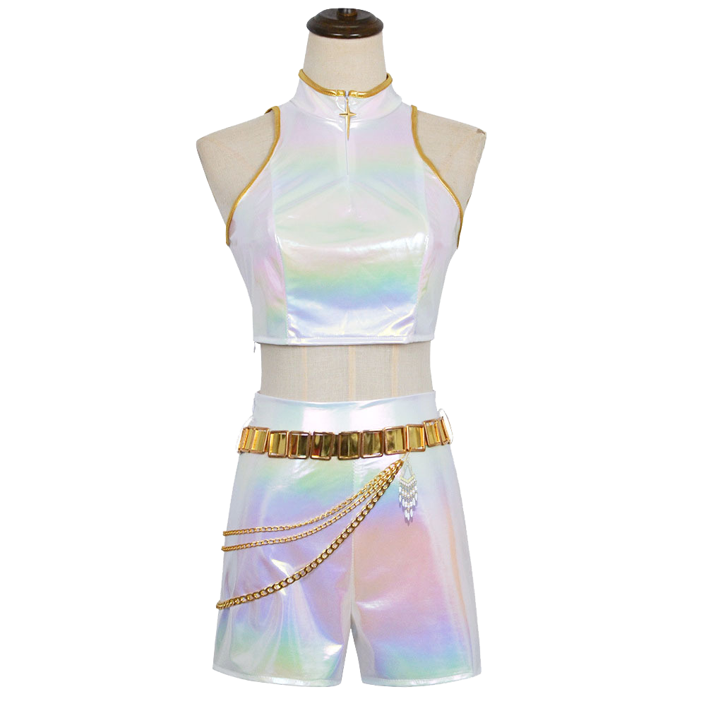 K-POP Demon Hunters - Ensemble de costumes Rumi blanc irisé avec accessoires pour adulte