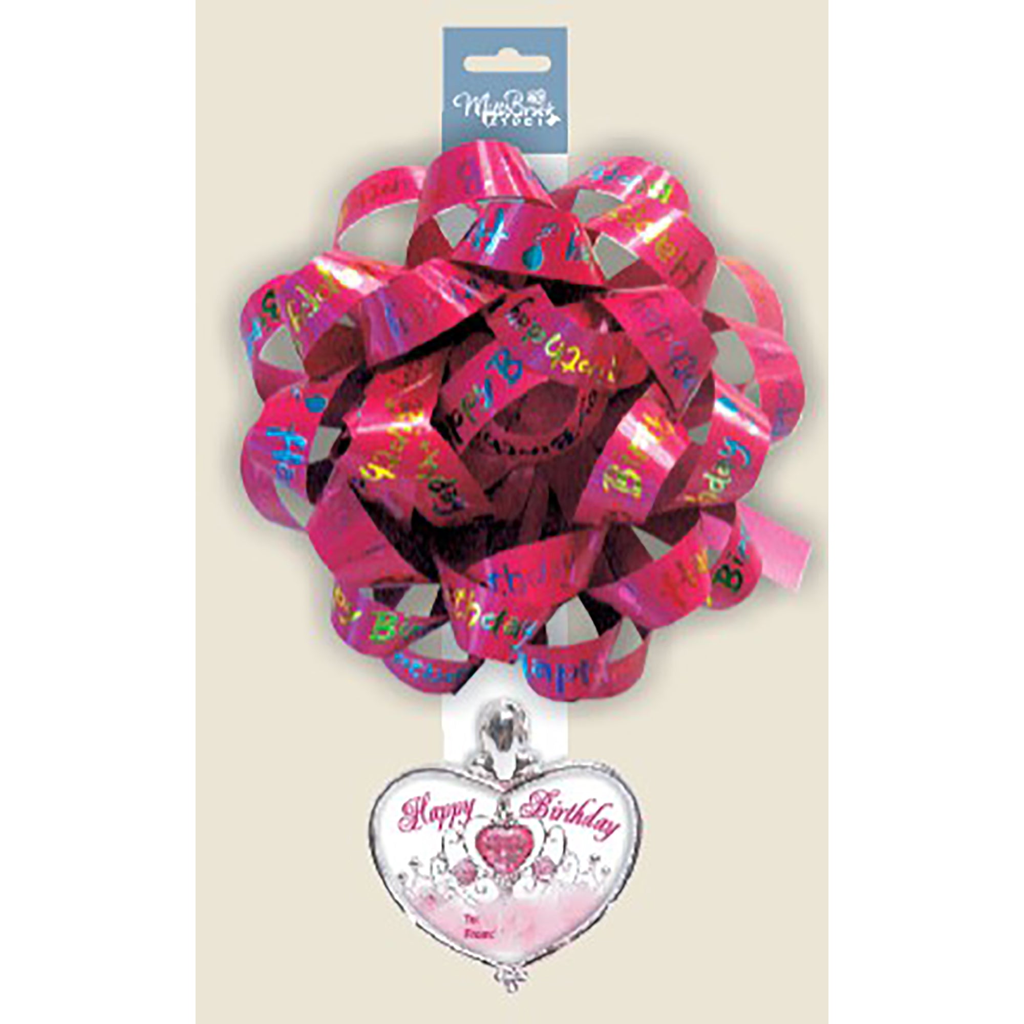 Mill Brook Bow with Tag Happy Birthday - Pink 6in