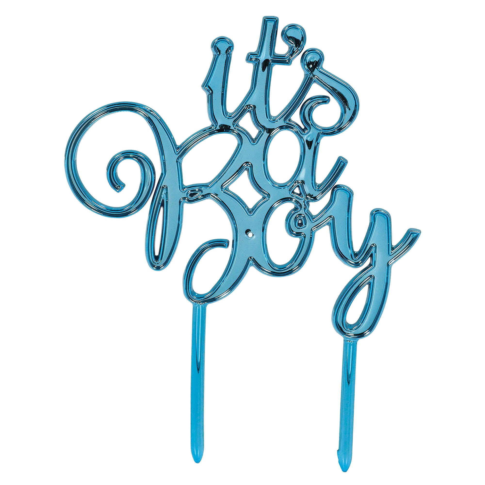 Baby Shower Cake Topper Boy Electroplated Plastic 5.25 x4in