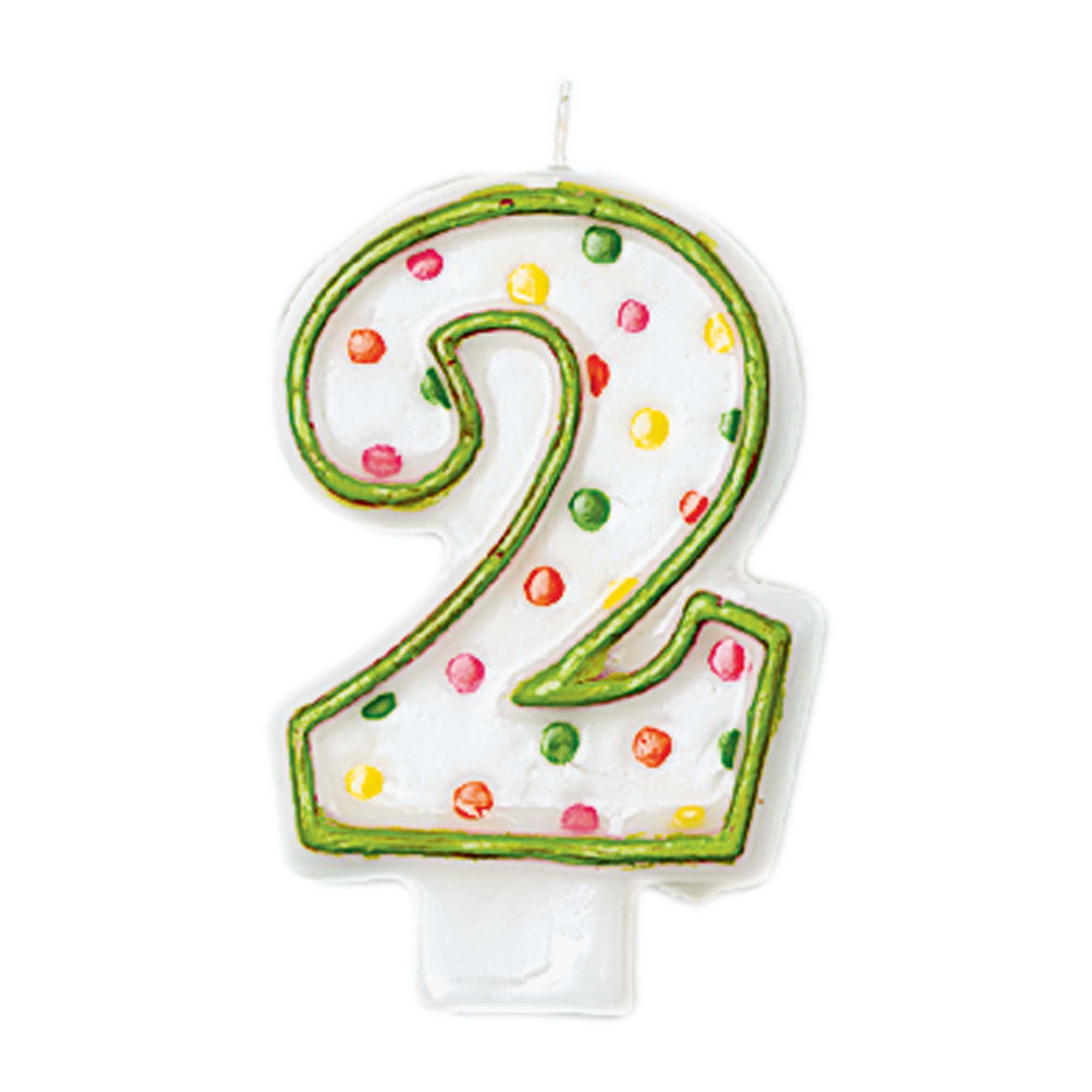 Birthday Candle 2  Polka Dots  3in