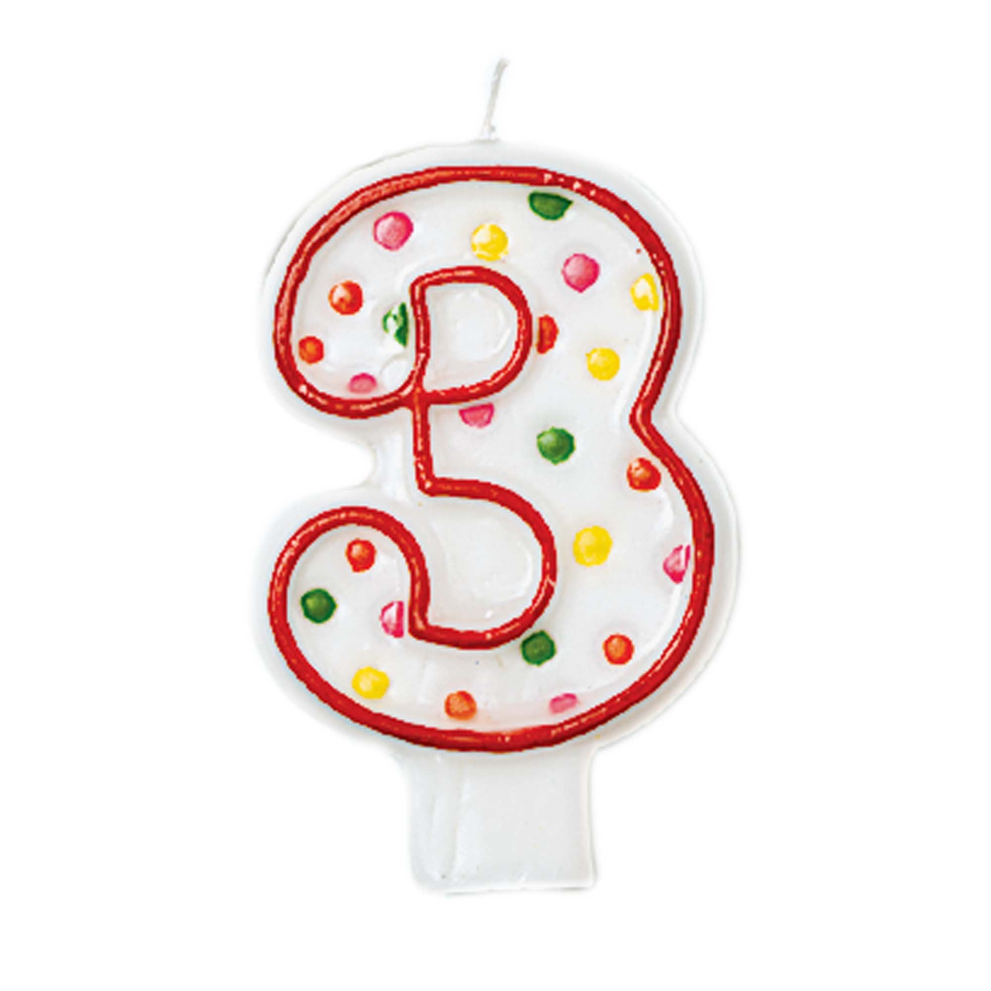 Birthday Candle 3  Polka Dots  3in