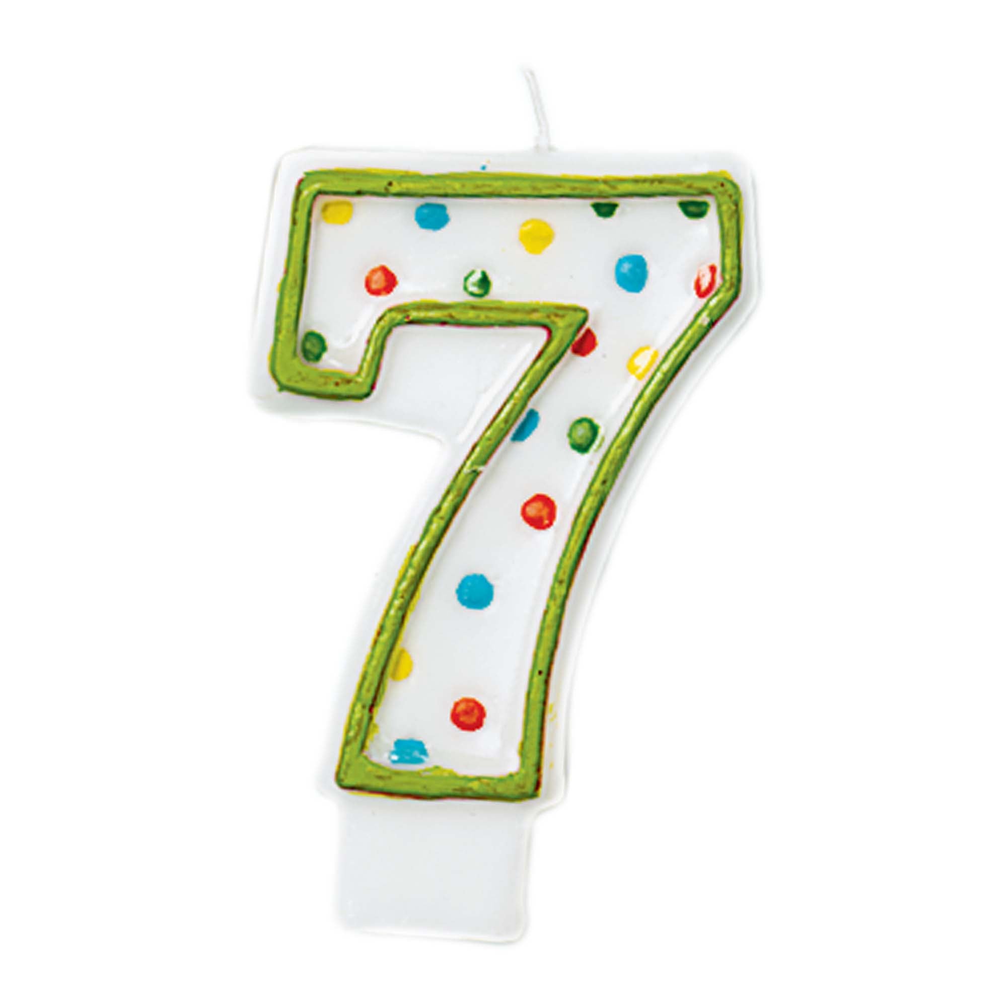 Birthday Candle 7  Polka Dots  3in