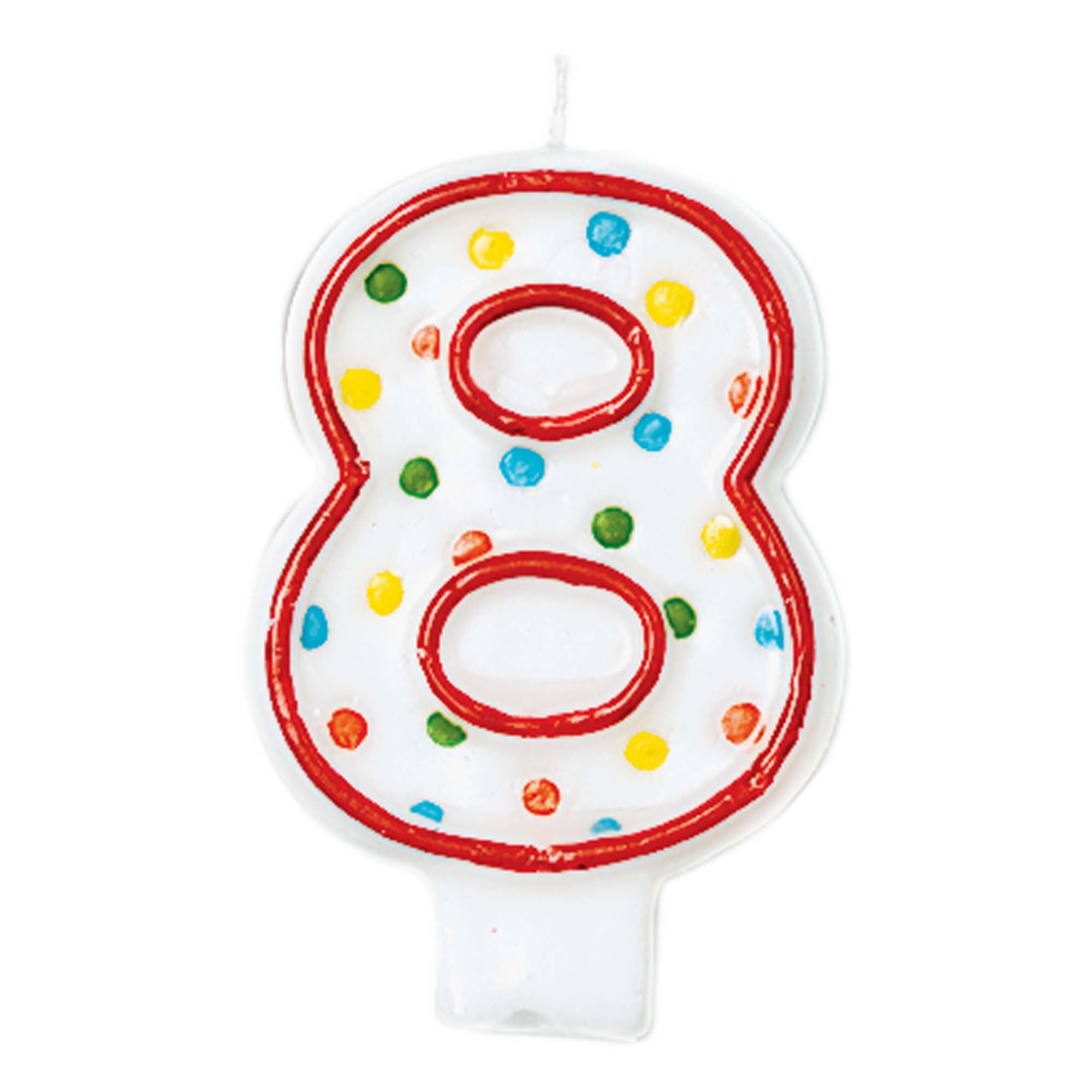 Birthday Candle 8  Polka Dots  3in