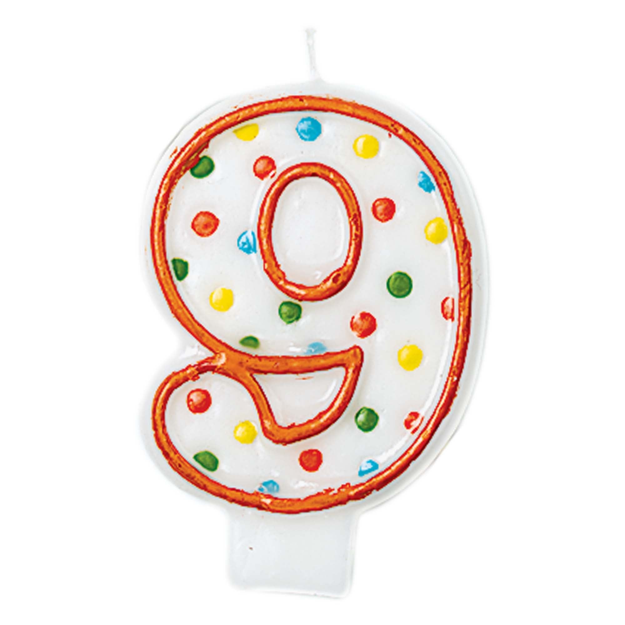 Birthday Candle 9  Polka Dots  3in