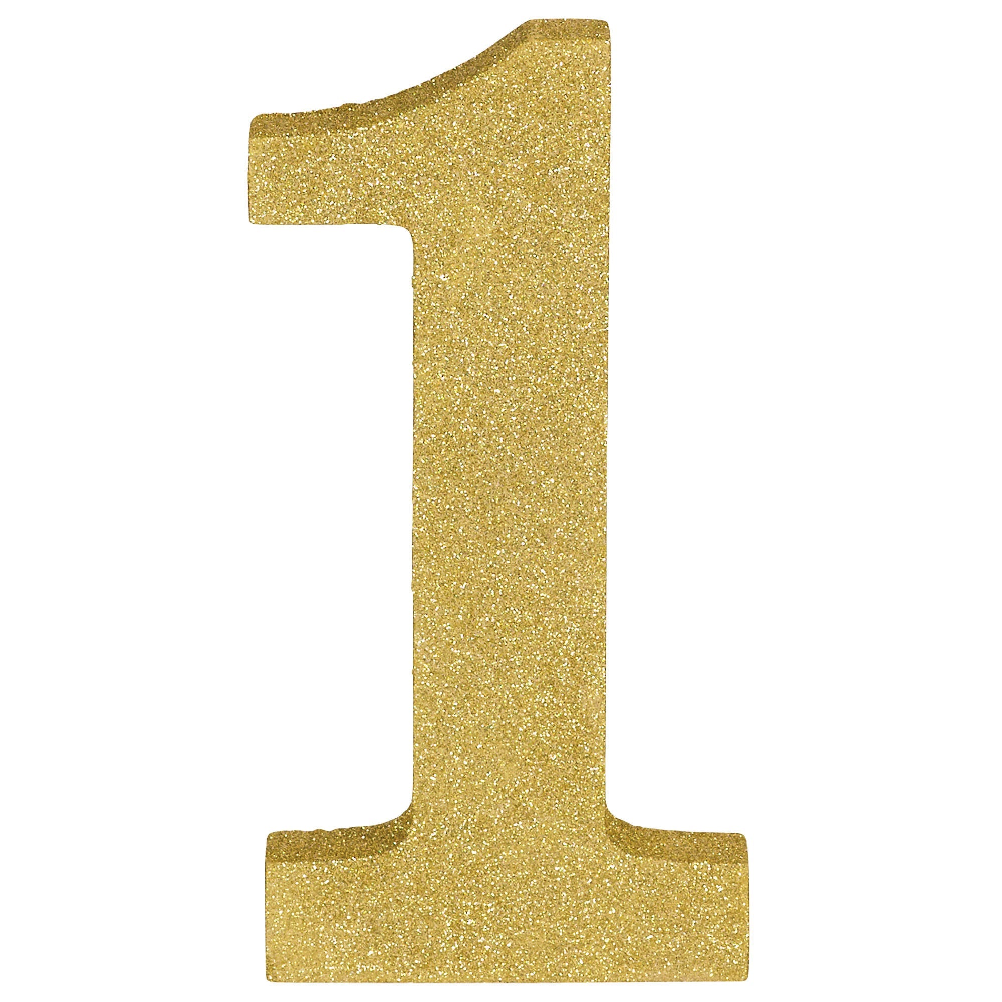 Number 1 Glitter MDF Decoration  Gold  8.875x4.5x1in