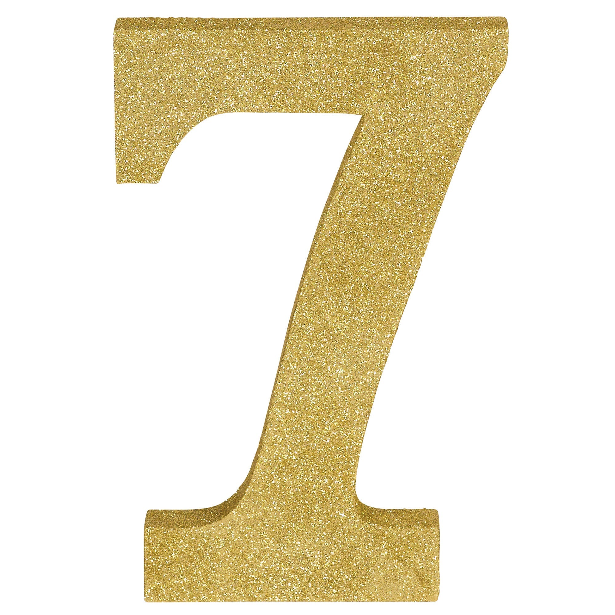 Number 7 Glitter MDF Decoration  Gold  8.875x5.875x1in