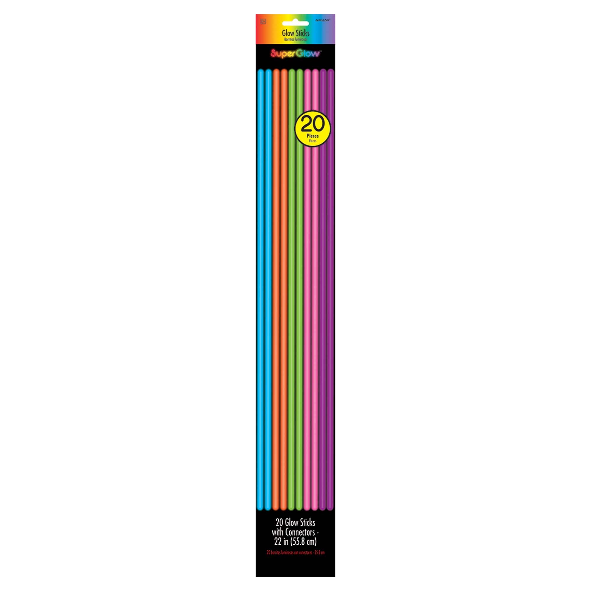 20 Glow Sticks   Multicolor  22in