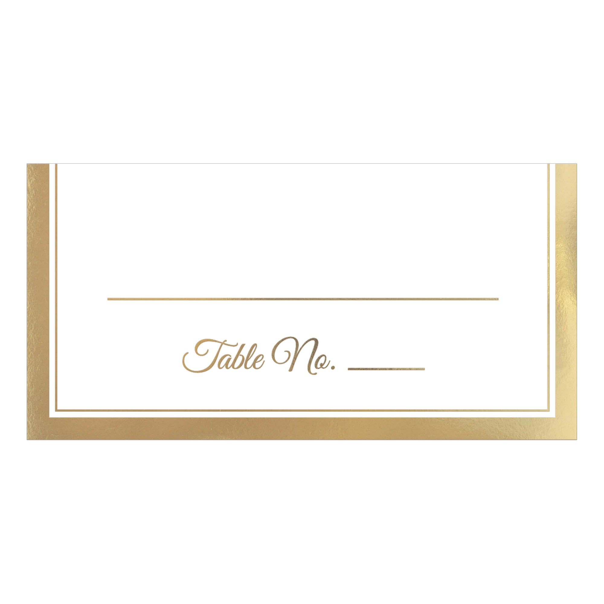 50 Folded Place Cards with Gold Trim   2x4in