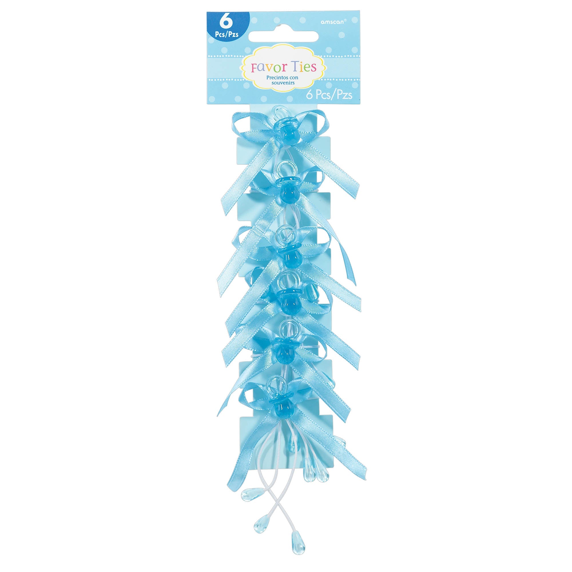 6 Pacifier Favor Ties   2.5in  Blue