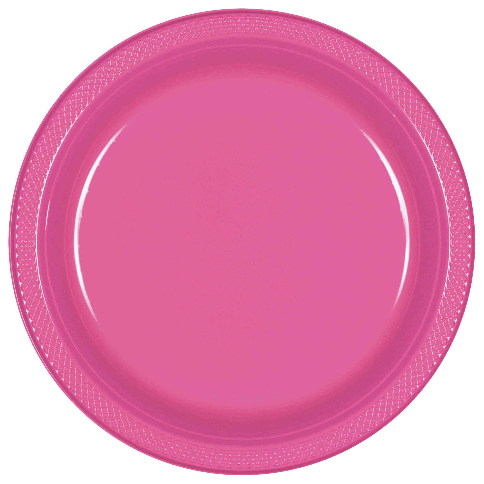 Round Plastic Plates Bright Pink 20 pcs 7in