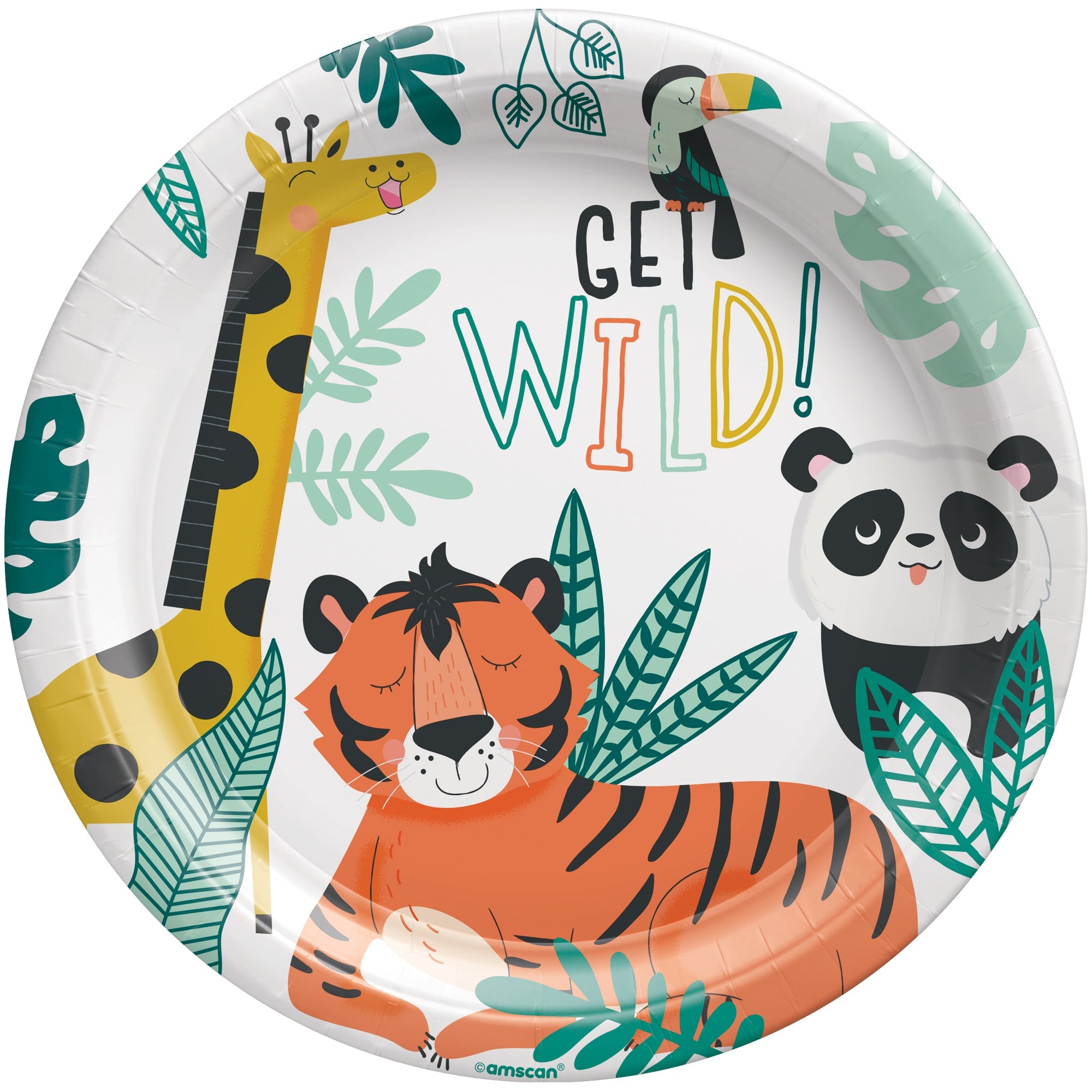 Get Wild Birthday 8 Round Paper Plates 9in
