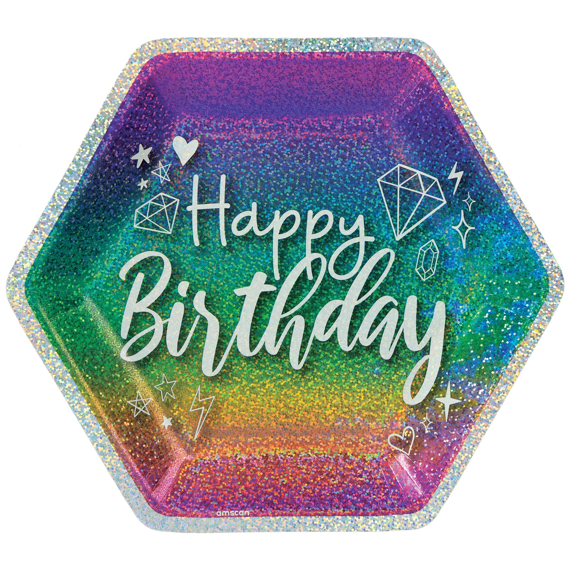 Sparkle 8 Prismatic Hexagon Plates 9in
