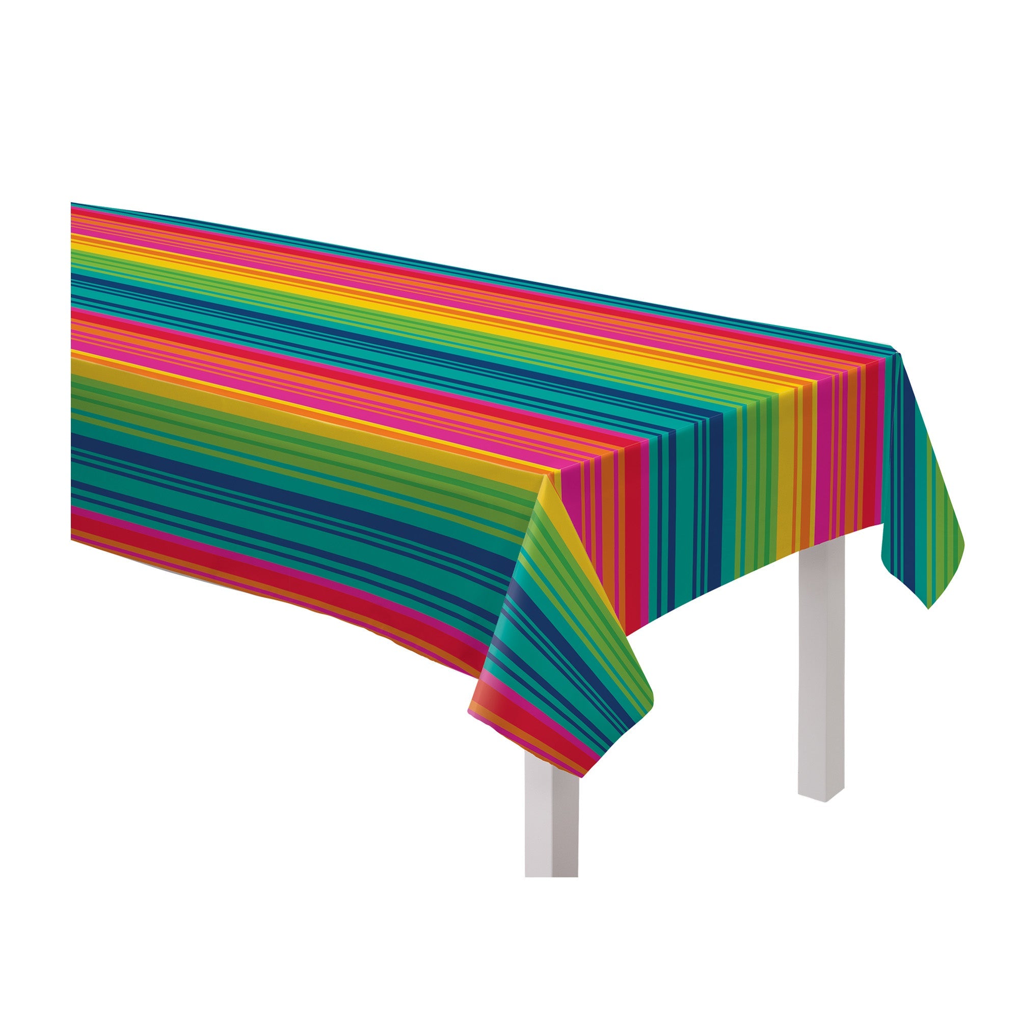 Serape Stripe Table Cover Flannel-Backed Vinyl  52x90in