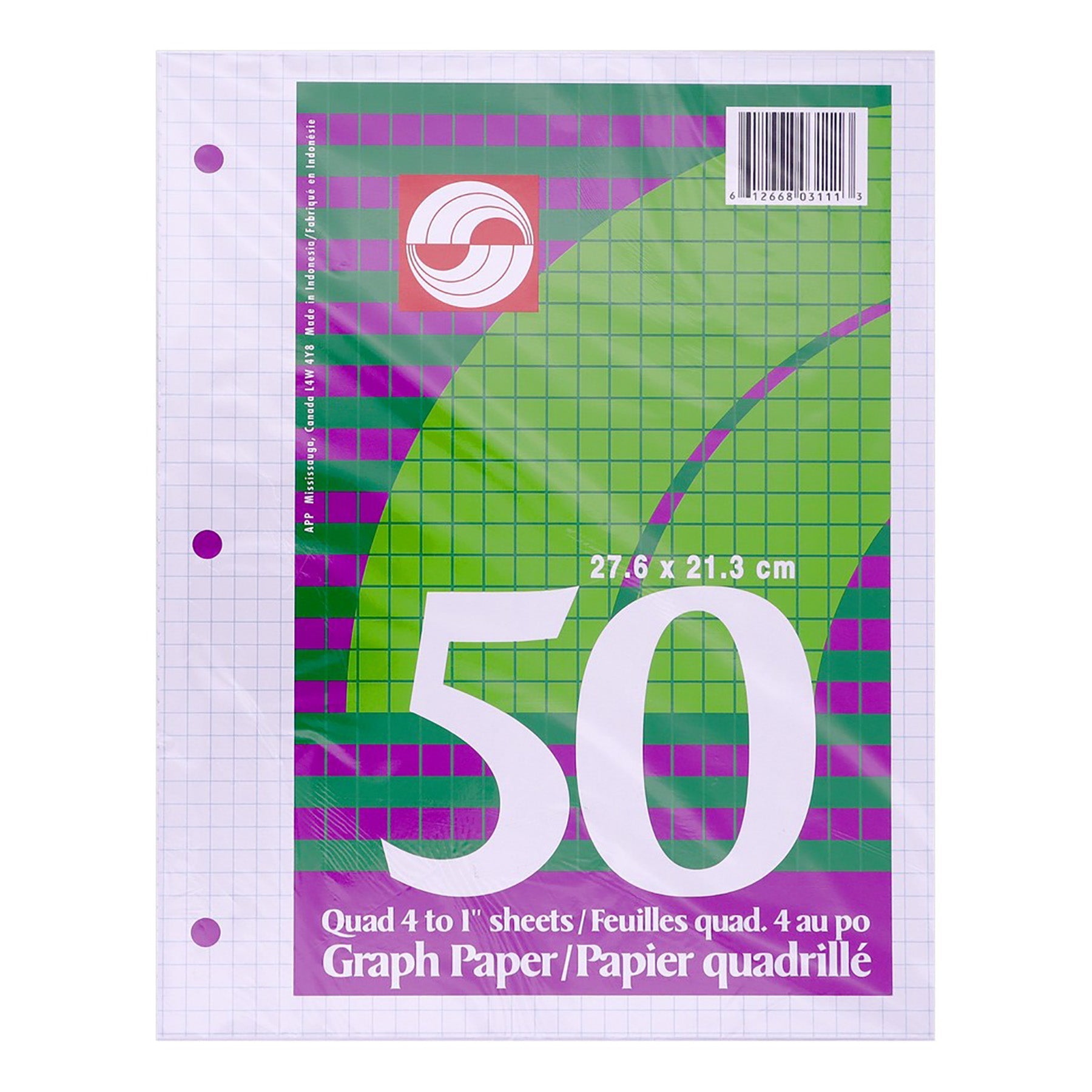 APP 50 Sheets Loose-Leaf Paper Quad 4-1in 8.5x11in