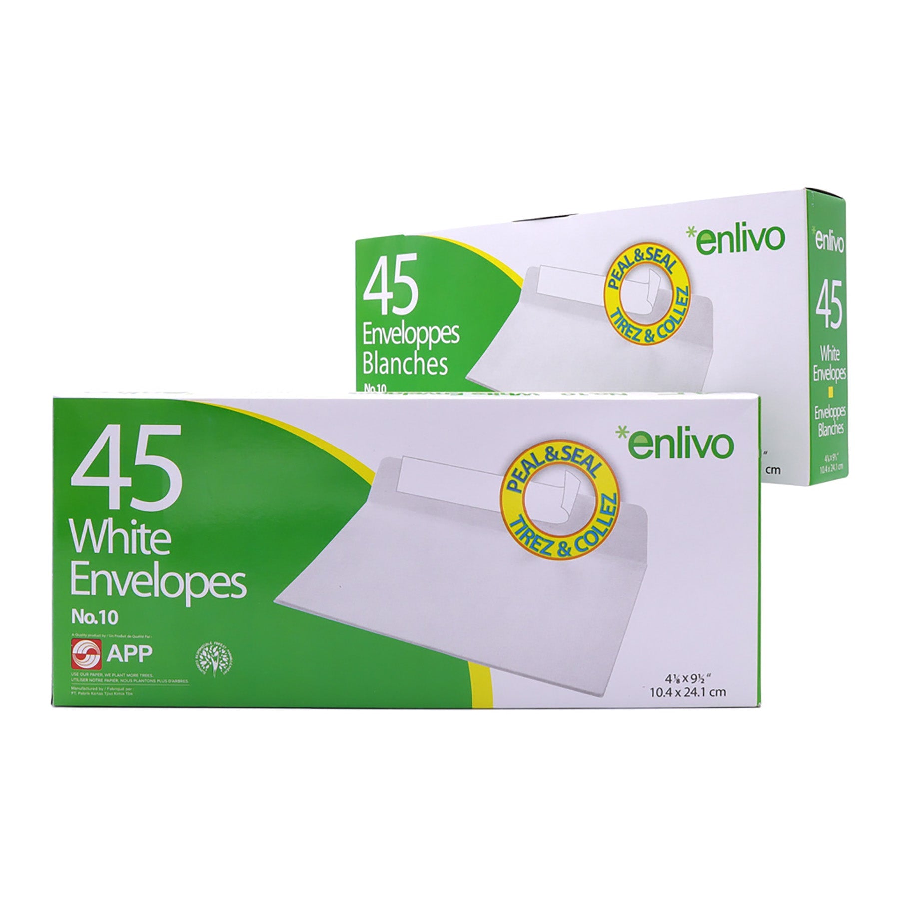 APP 45 White Envelopes Peal & Seal Kraft no 10 4.12x9.5in