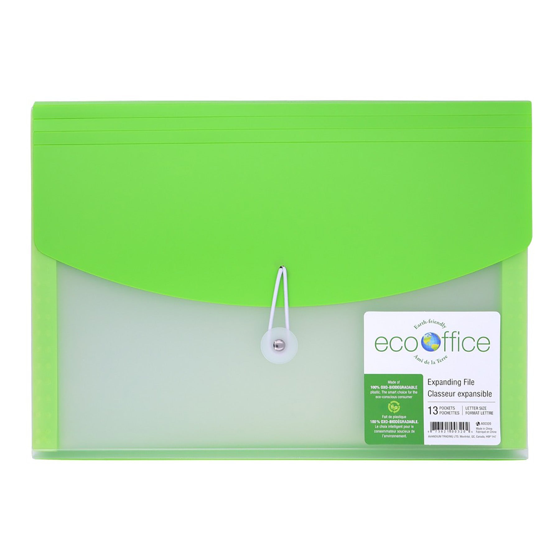 EcoOffice Expanding File 13 Pockets Plastic 13x9.5x1.25in