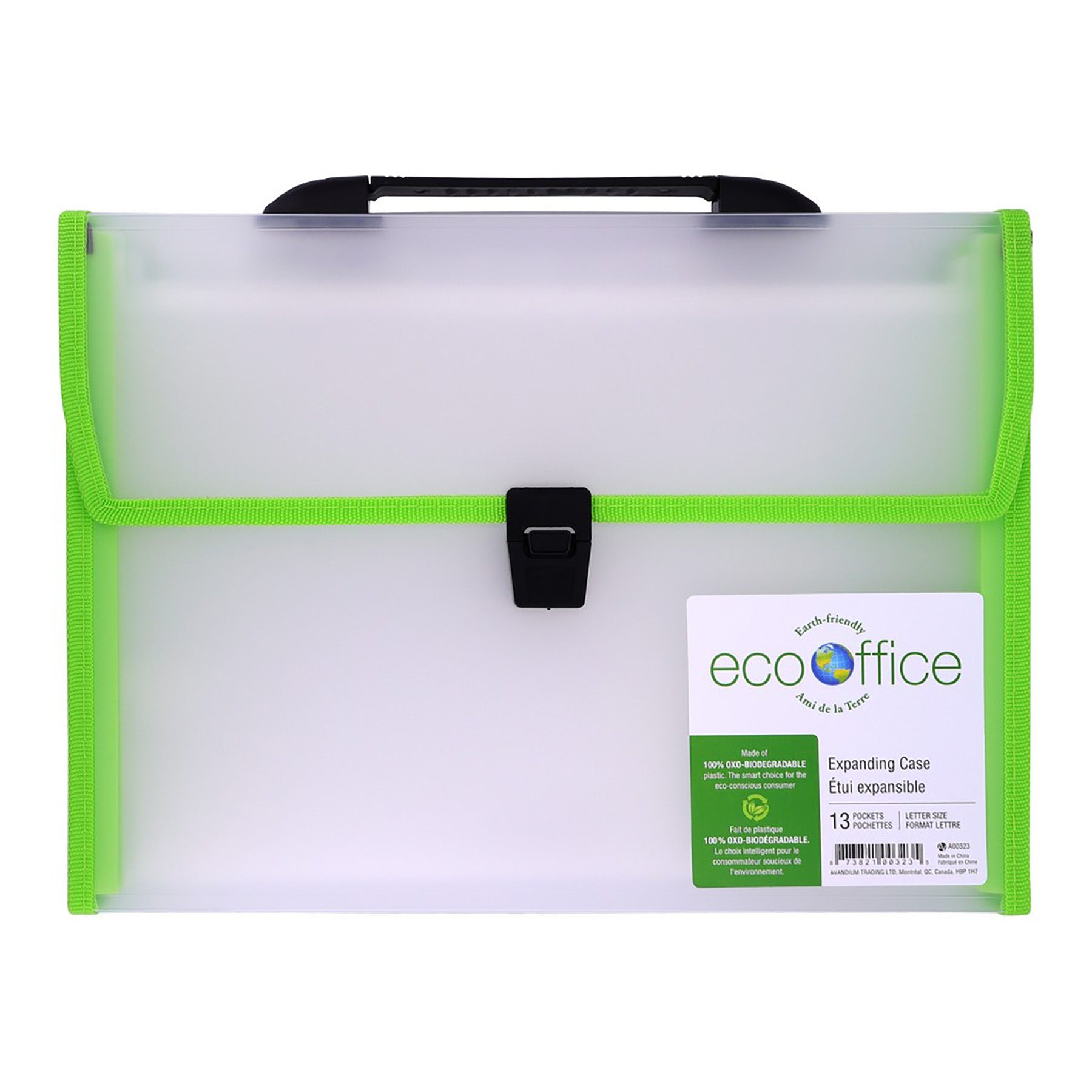 EcoOffice Expanding Case File 13 Pockets Plastic 13x9.5x1.25in