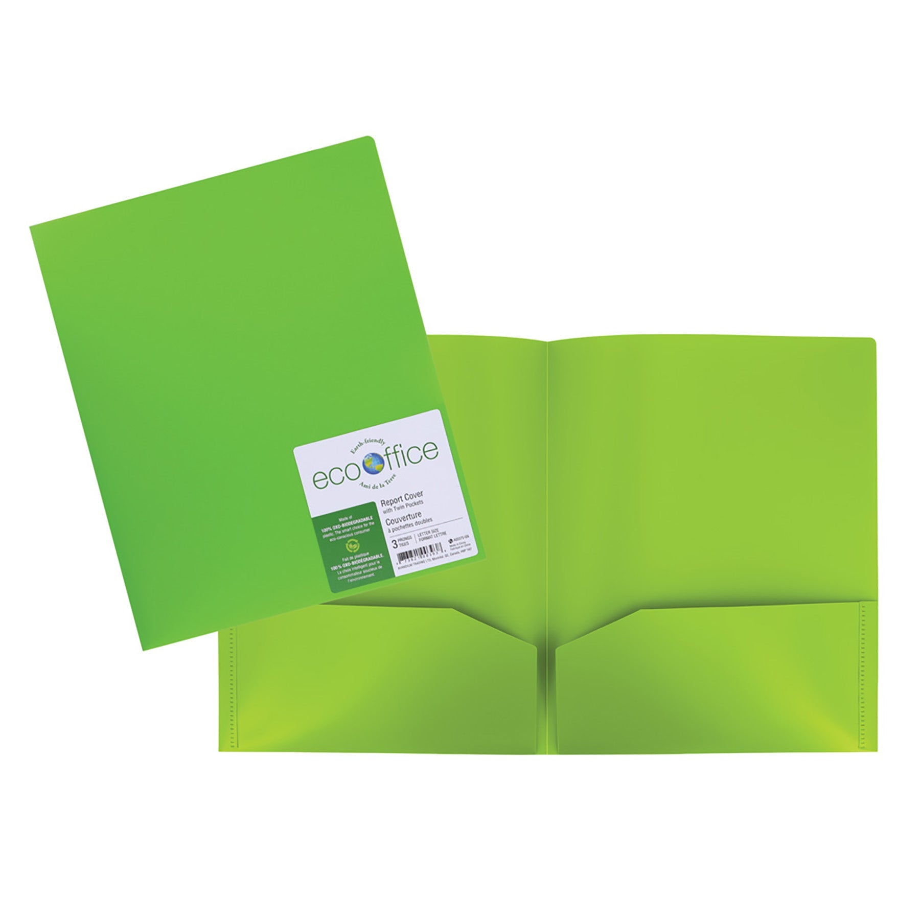 EcoOffice Portfolio 2 Pockets Green Plastic 11.6x9.5in