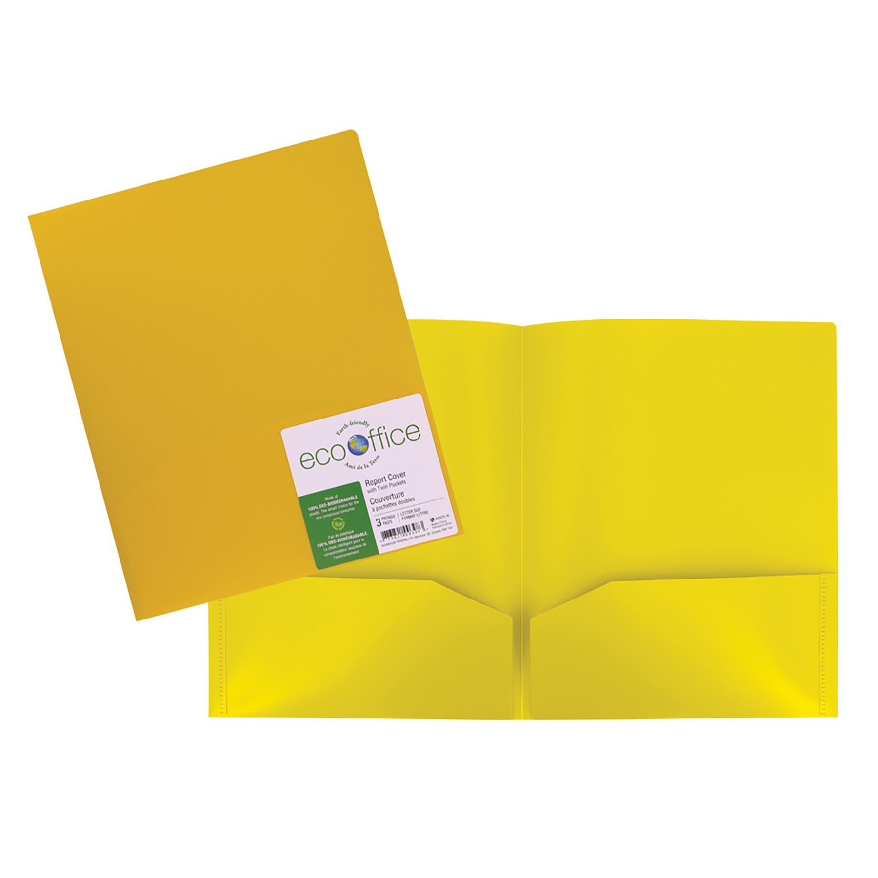 EcoOffice Portfolio 2 Pockets Yellow Plastic 11.6x9.5in