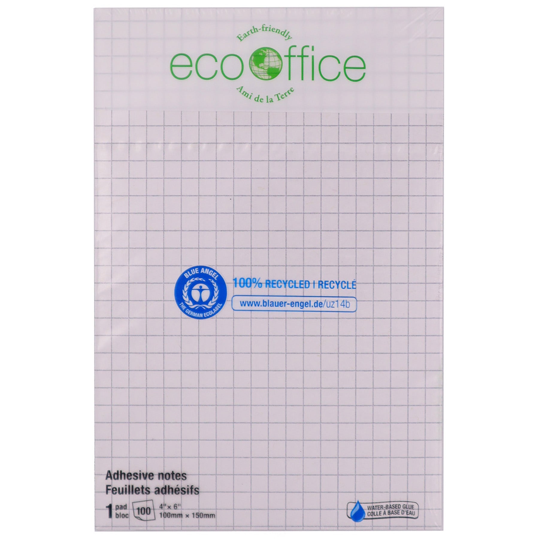 EcoOffice 100 Sheets Adhesive Notes 4x6in