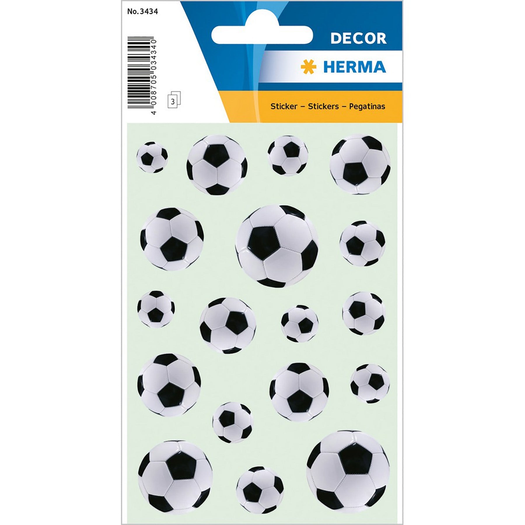 Herma Decor 3 Sheets Stickers Footballs 4.75x3.1in Sheet