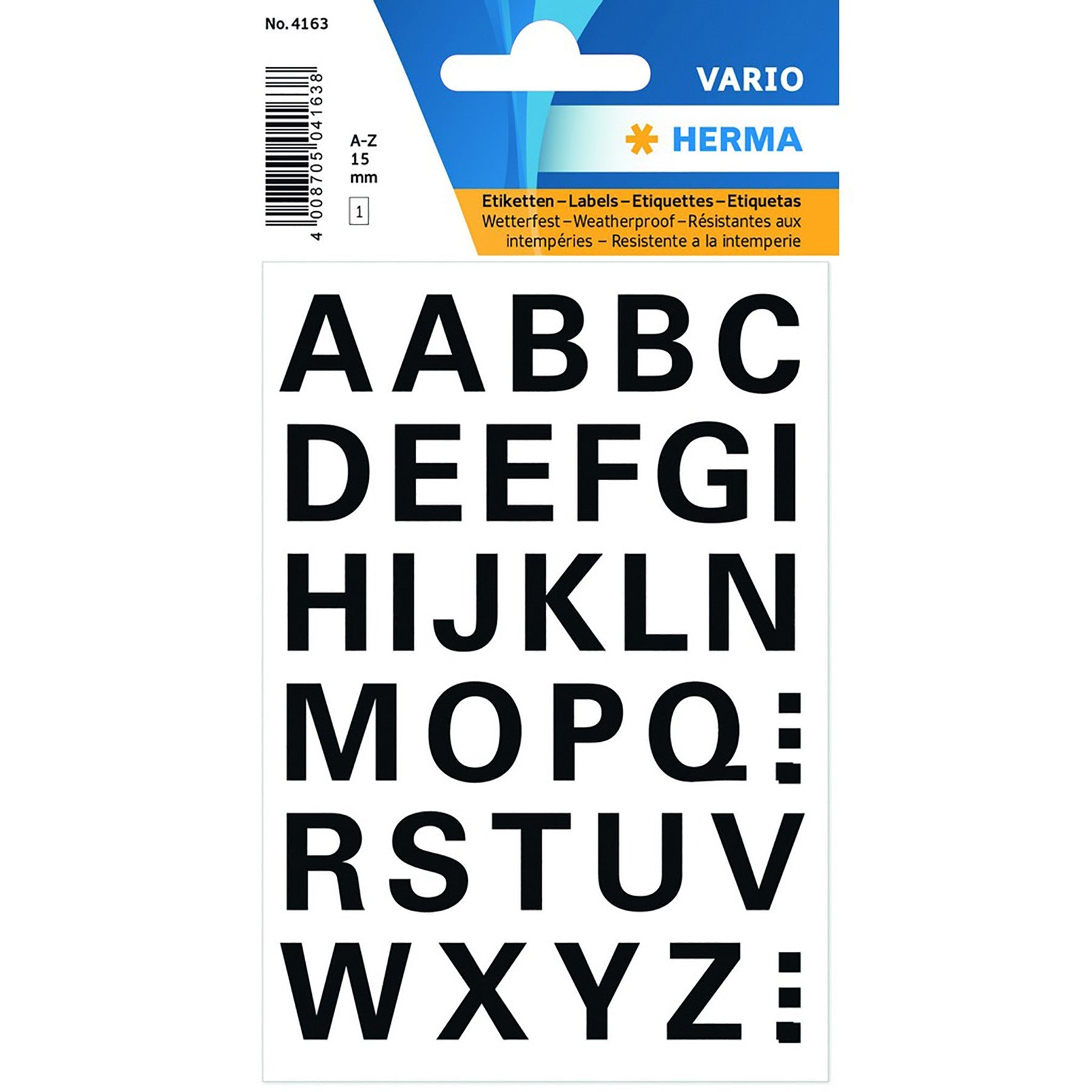 Herma Vario Letters Black A to Z 0.6in each