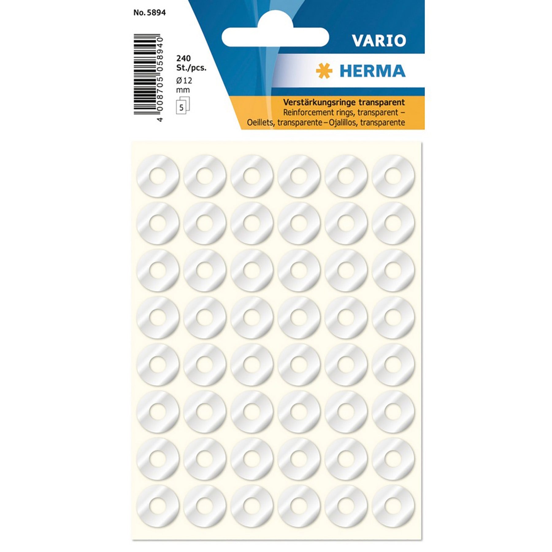 Herma Vario 5 Sheets Reinforcement Rings Clear 0.4in