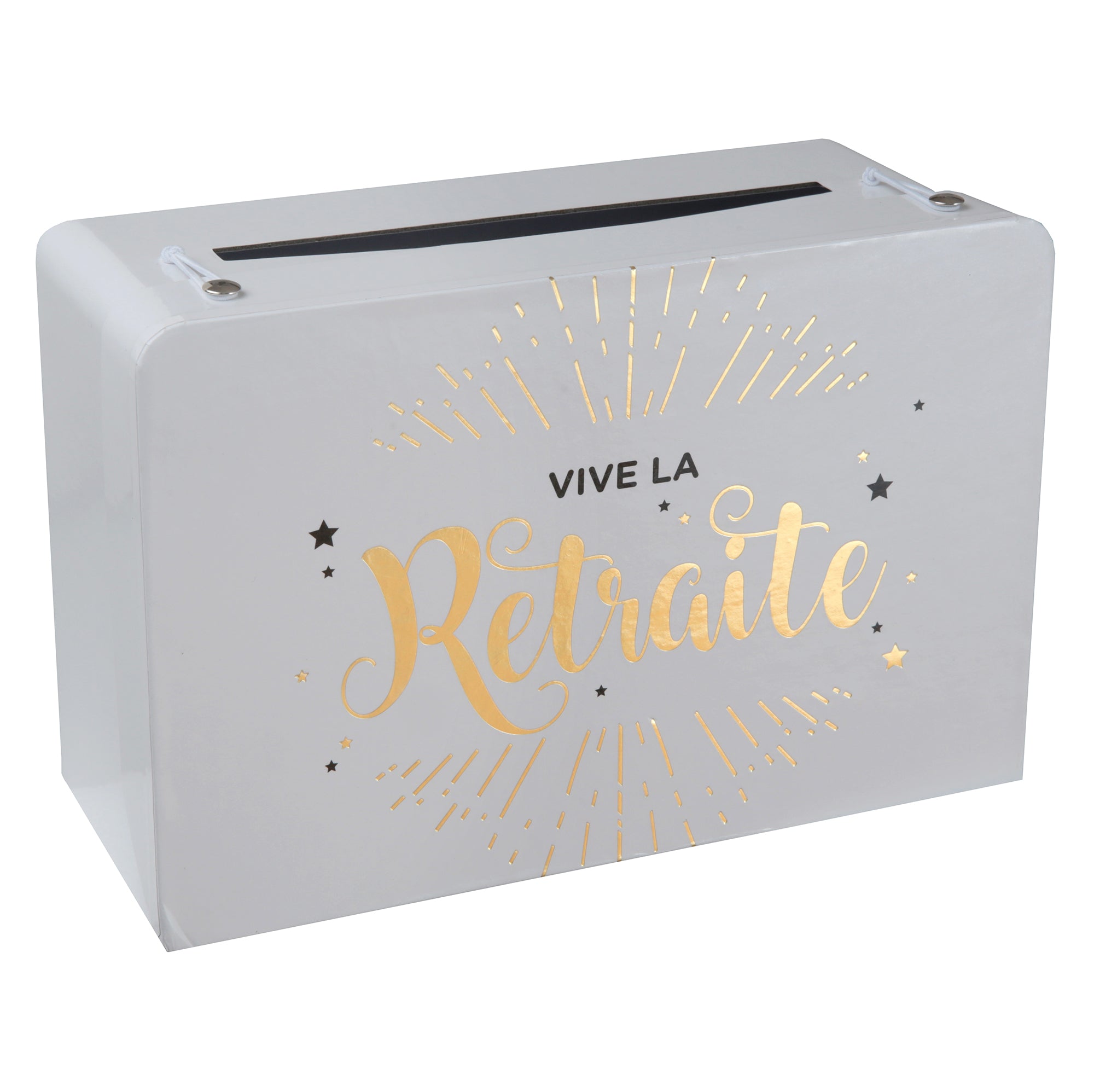 Vive La Retraite Money Box White Metallic 9.4x6.3x4in