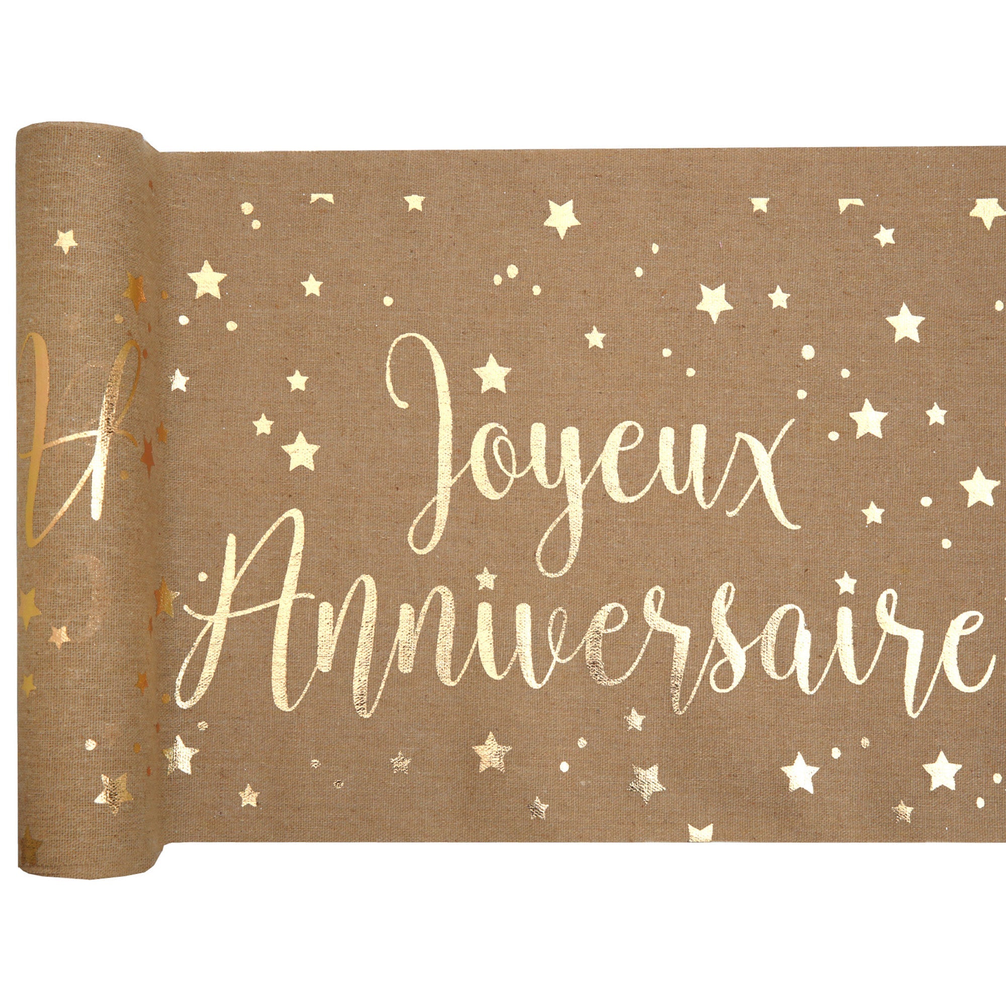 Joyeux Anniversaire Table Runner Kraft Metallic 11x118in