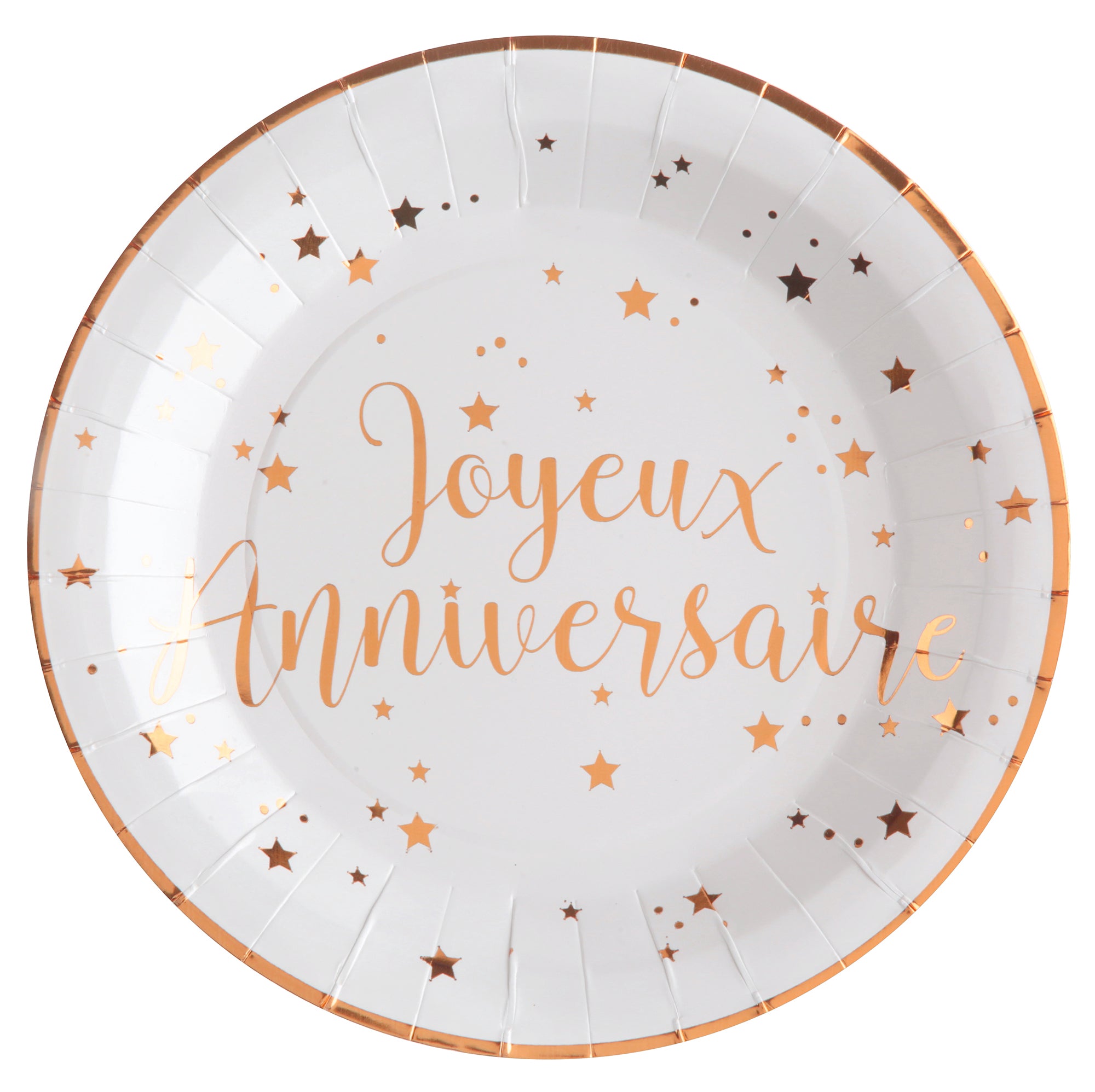 Joyeux Anniversaire 10 Round Paper Plates Pïnk 9in