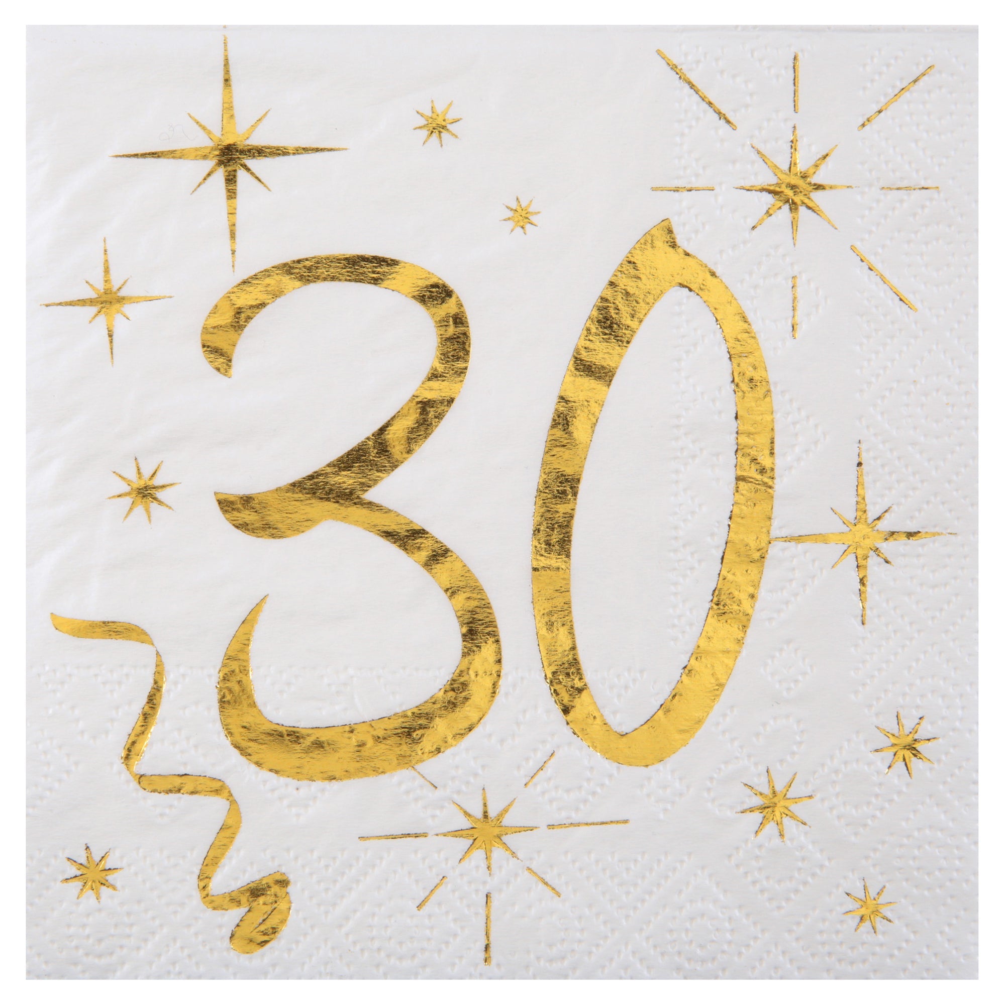 Age 30 20 Beverage Napkins Gold 10x10in