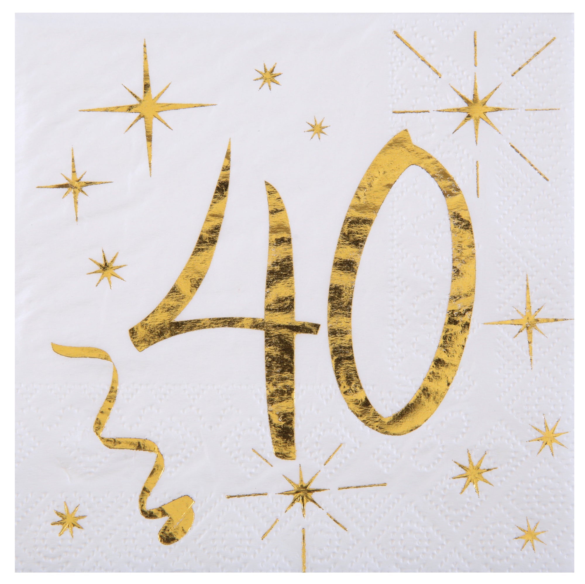 Age 40 20 Beverage Napkins Gold  10x10in